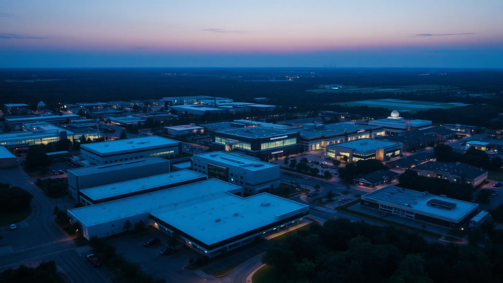 Cummings Research Park at dusk
